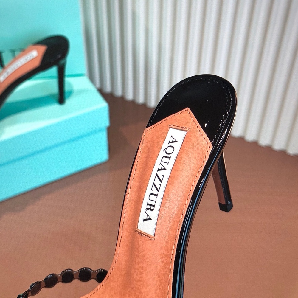 Aquazzura Black Patent Beaded Tequila Mule 75 - Picture 7 of 9